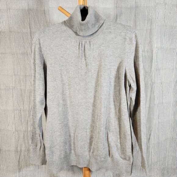 Talbots $80 2X Petite Gray Heather 100% Pima Cotton Turtleneck Sweater - Picture 1 of 8